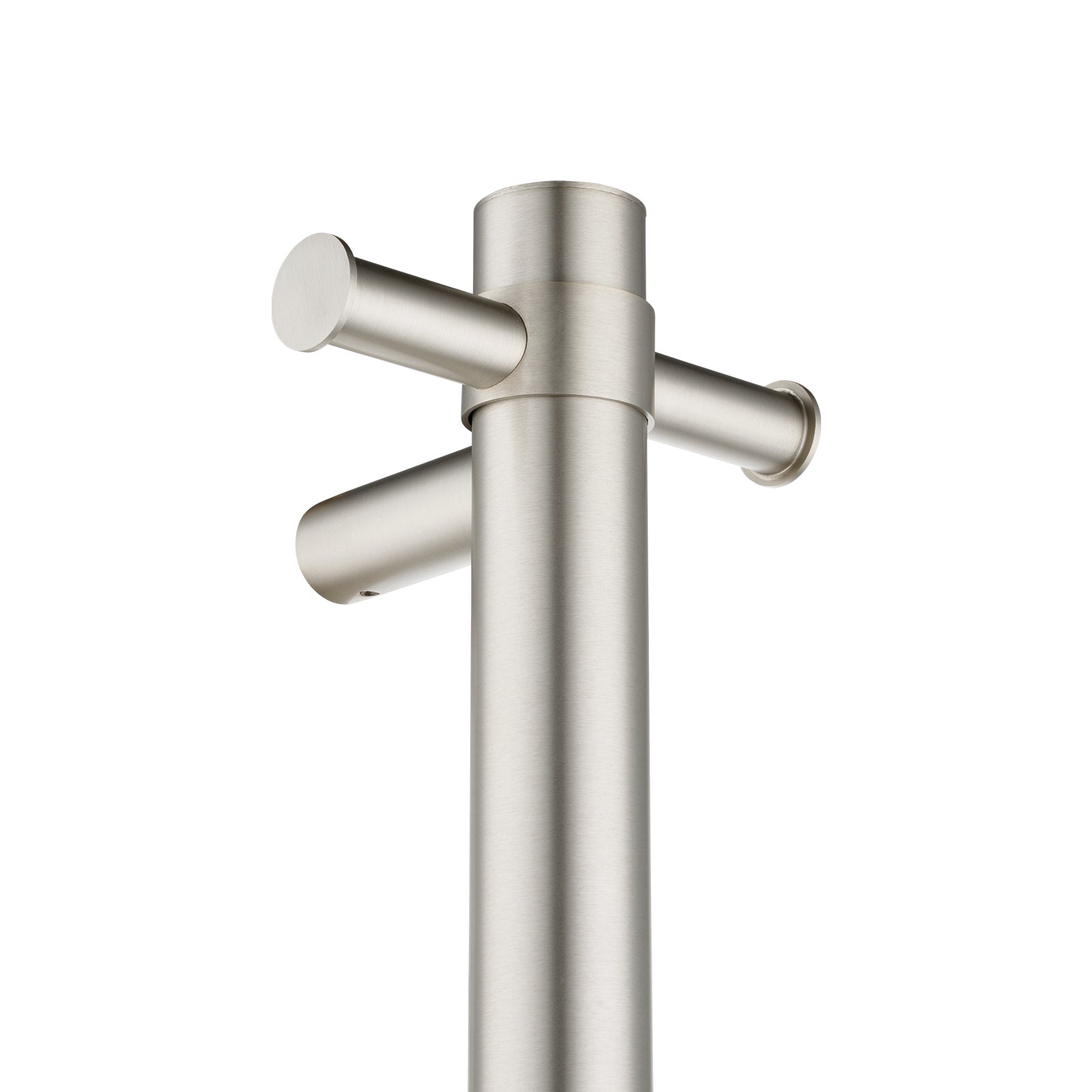 Stainless Steel Electric Heated Towel Rack Single Bar Vertical with Timer - Brushed Nickel Silver