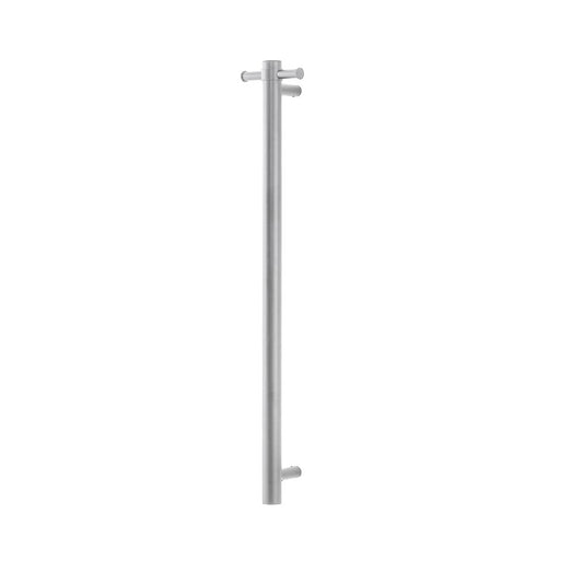 Stainless Steel Electric Heated Towel Rack Single Bar Vertical - Brushed Nickel Silver