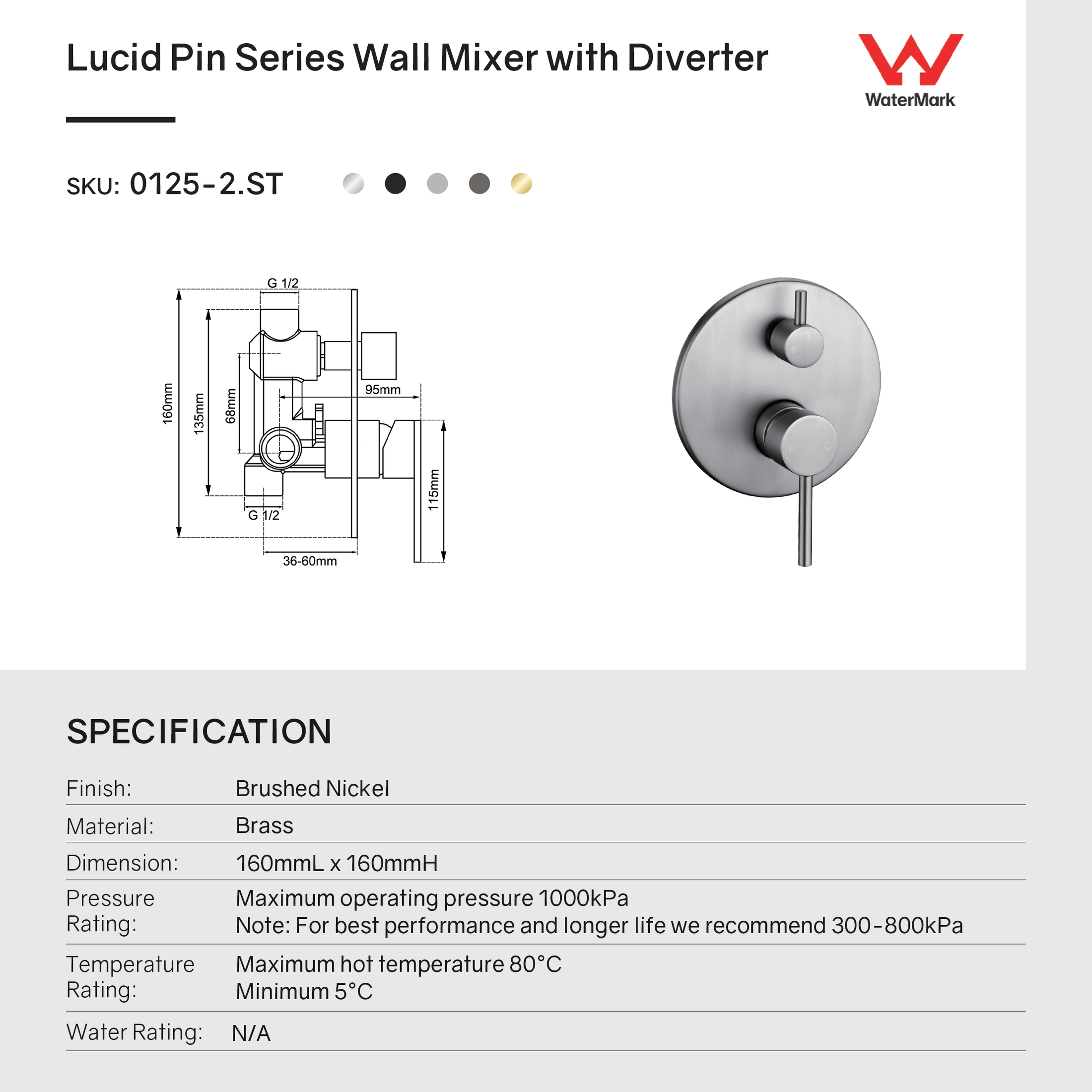 Solid Brass Diverter Mixer - Black - LUCID PIN