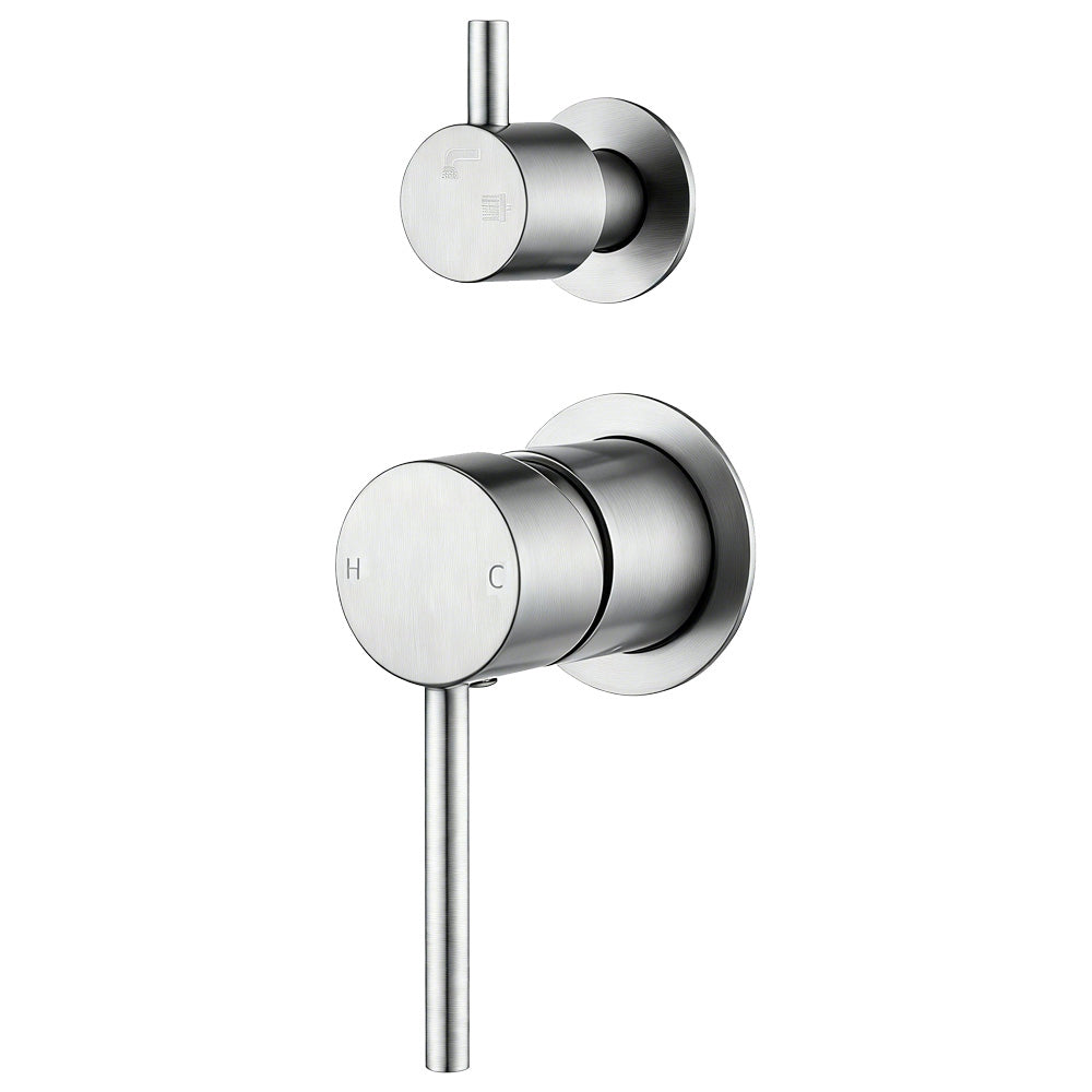 LUCID PIN Wall Diverter Mixer with Separate Cover Plate - Brushed Nickel