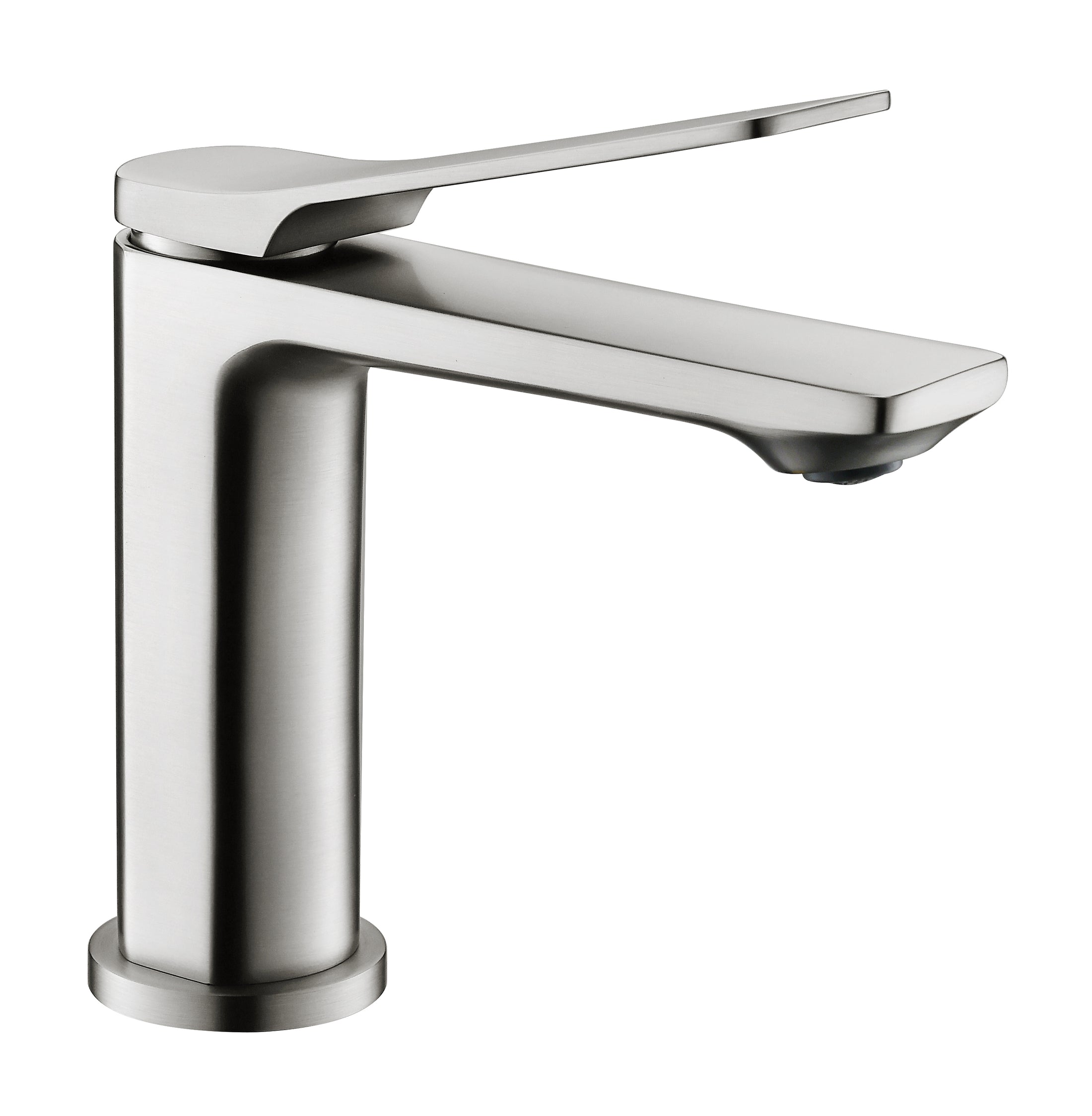 Solid Brass Short Basin Mixer - Brushed Nickel Silver - RUSHY