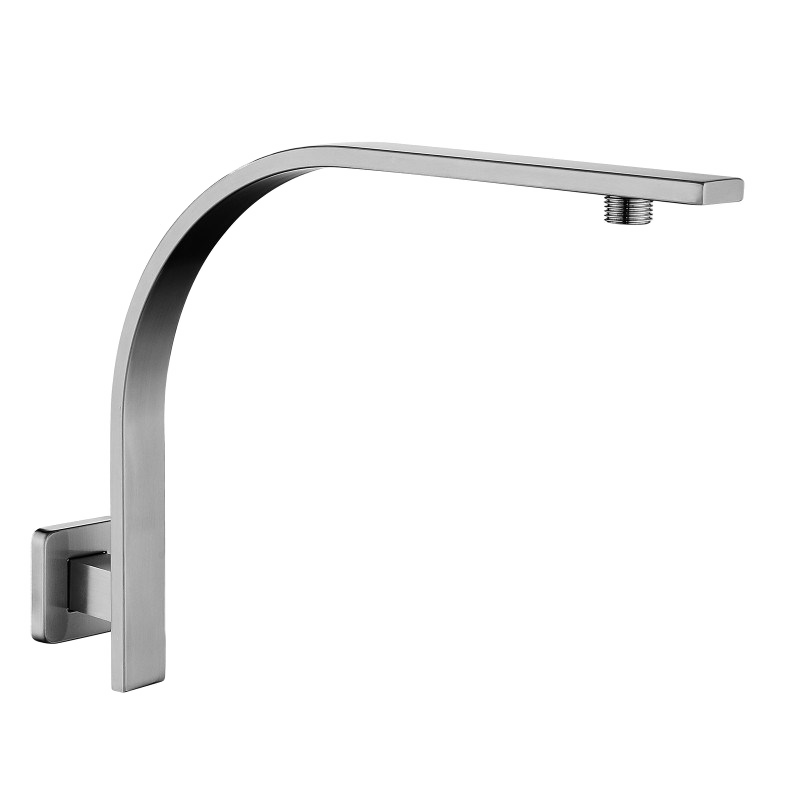 Stainless Steel Square Gooseneck Wall Shower Arm – Brushed Nickel Silver