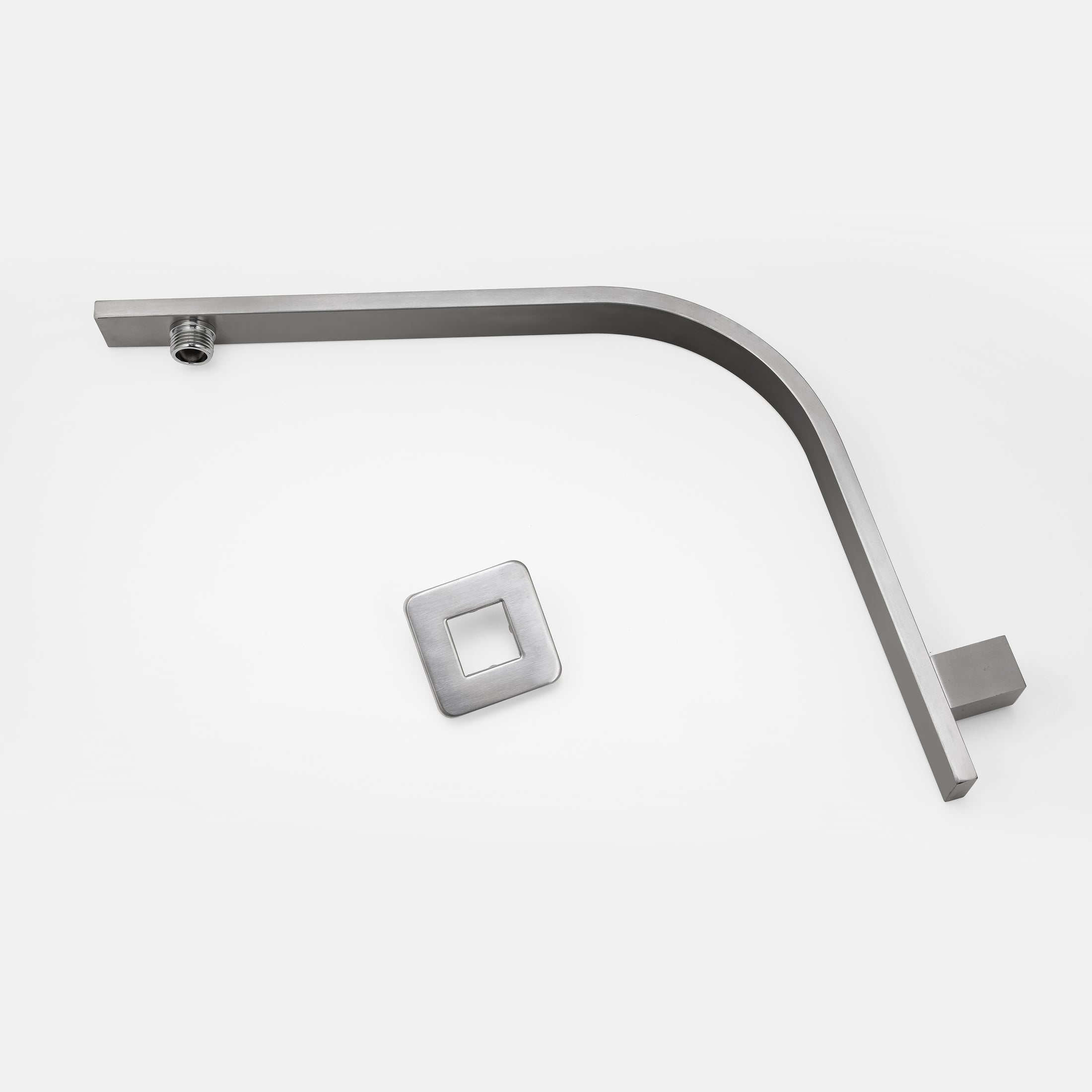 Stainless Steel Square Gooseneck Wall Shower Arm – Brushed Nickel Silver