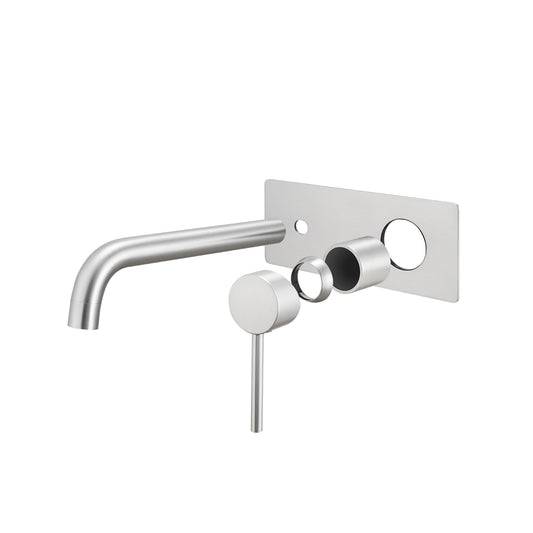 Solid Brass Spout Mixer - Brushed Nickel Silver - LUCID PIN