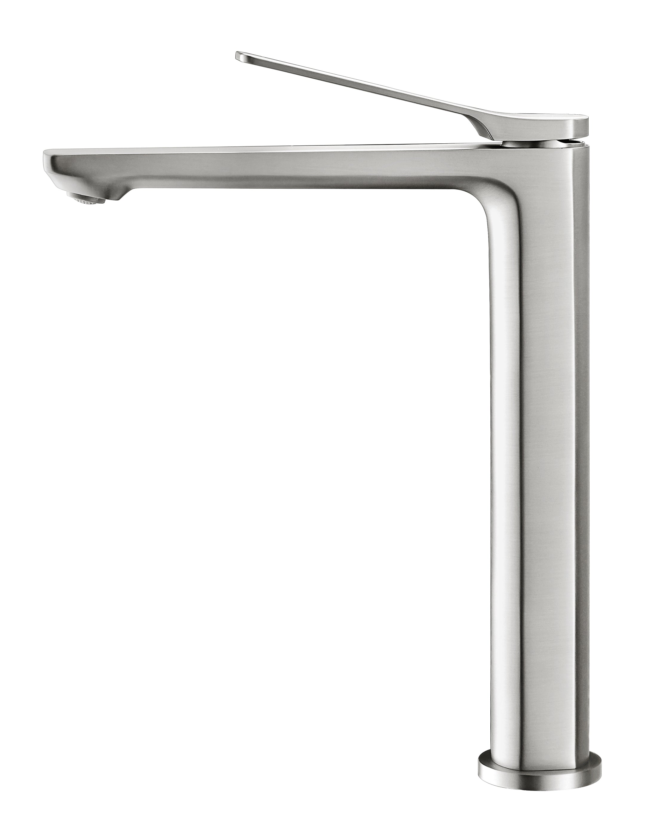 Solid Brass Tall Basin Mixer - Brushed Nickel Silver- RUSHY