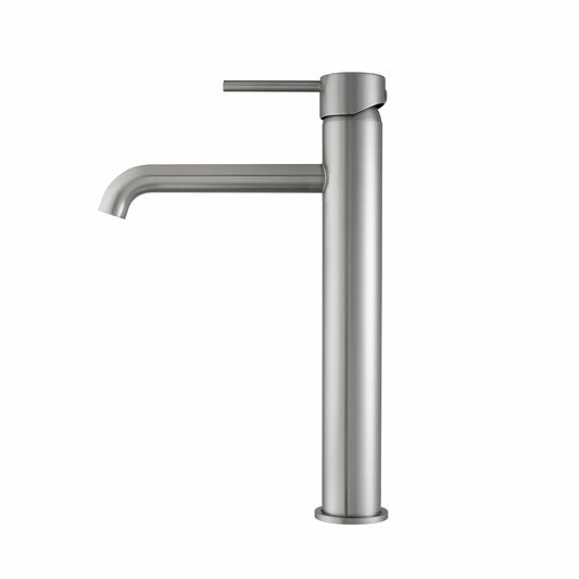 Solid Brass Tall Basin Mixer - Brushed Nickel Silver - LUCID PIN
