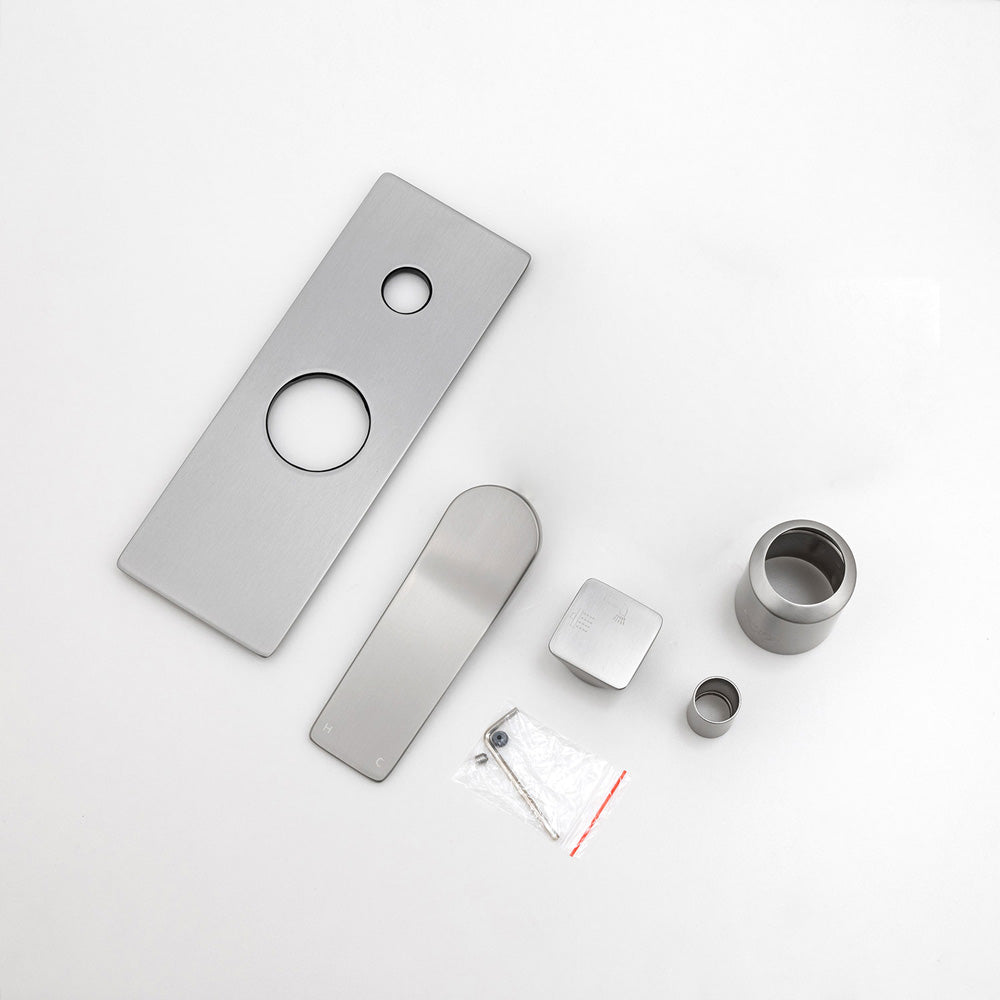 Solid Brass Wall Mixer Tap with Diverter Trim Kit (Match CLPD) - Brushed Nickel | RUSHY