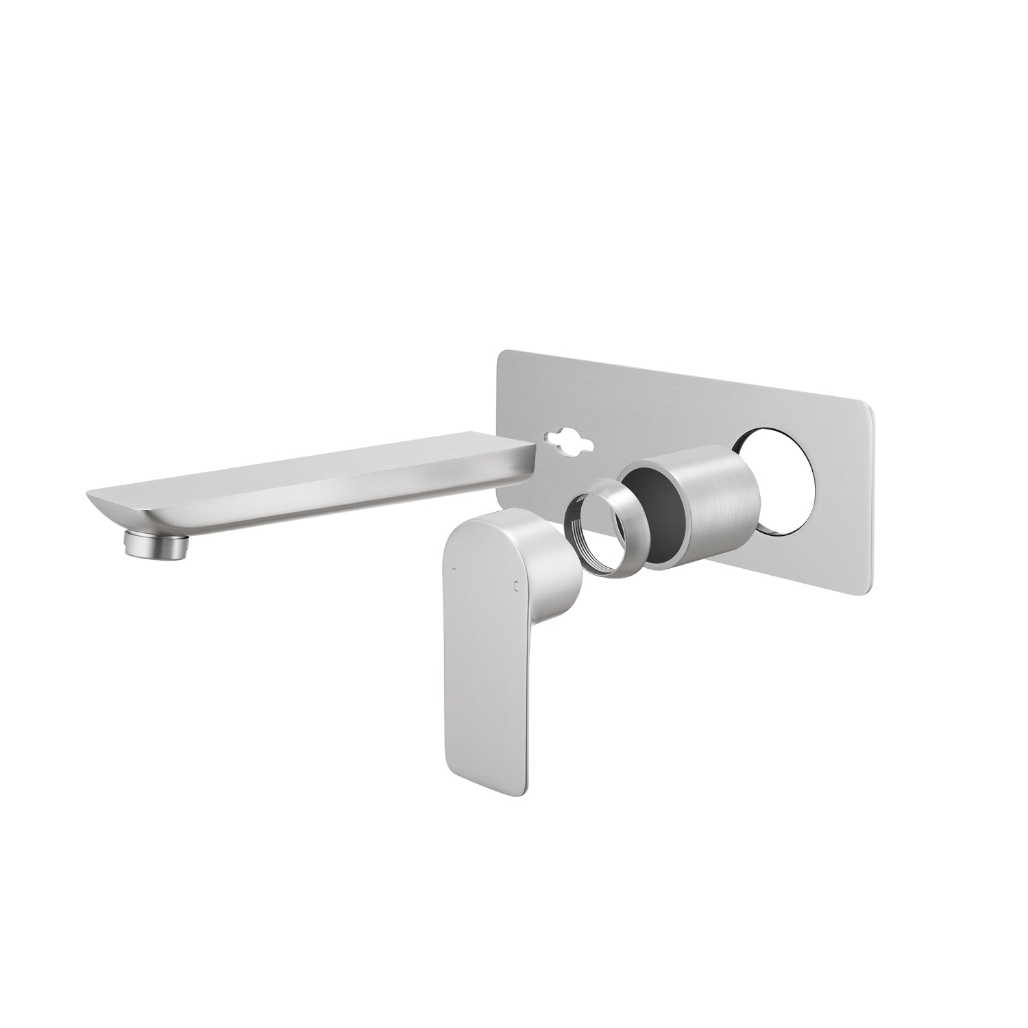 Solid Brass Spout Mixer - Brushed Nickel Silver- VOG