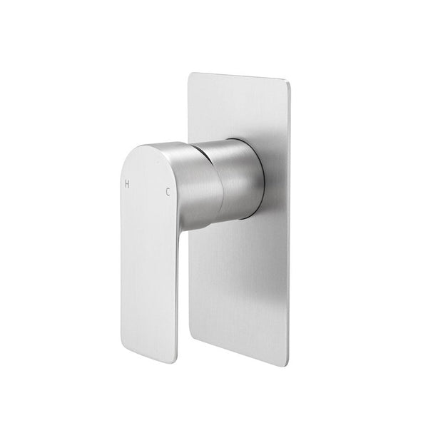 Solid Brass Wall Mixer Tap - Brushed Nickel Silver - VOG
