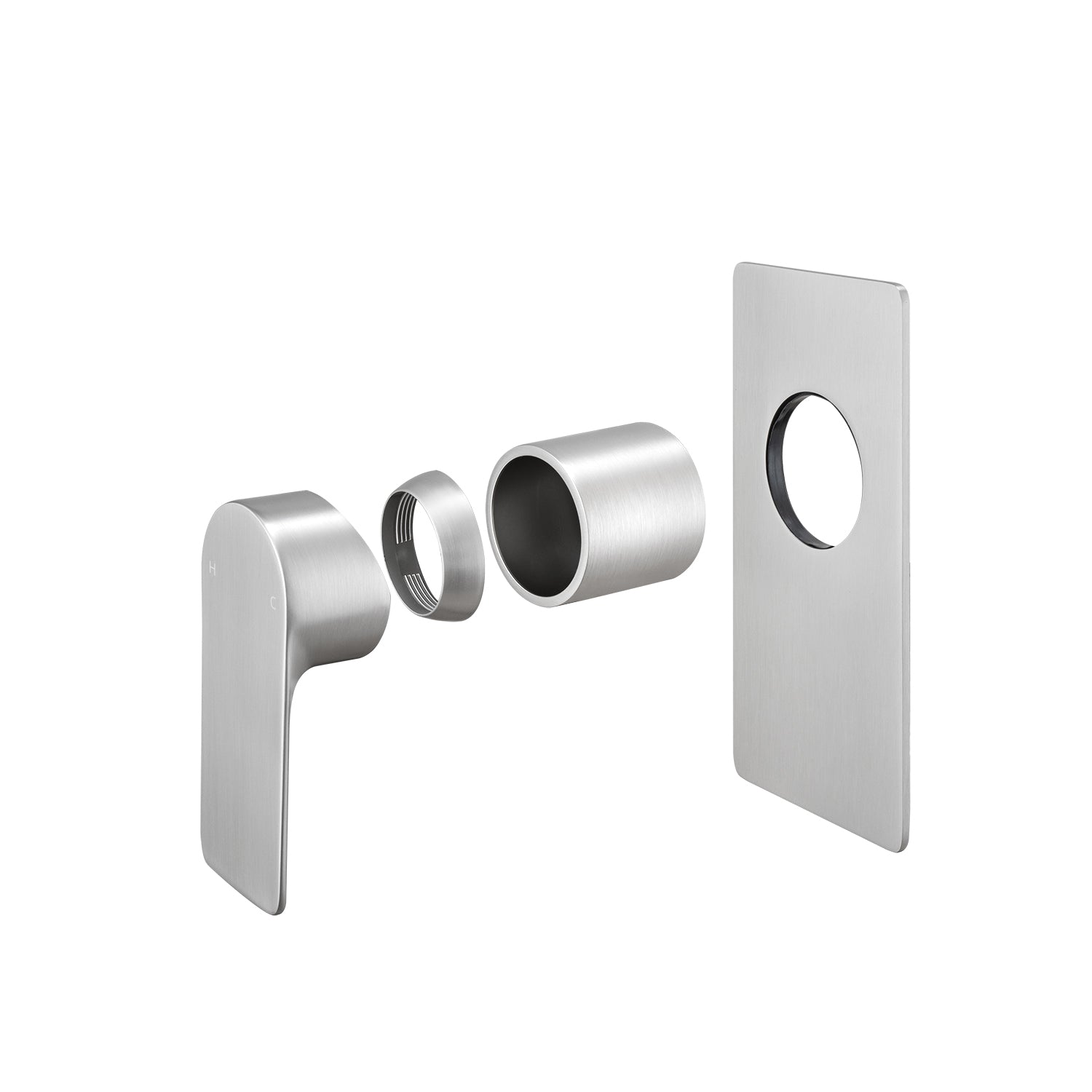 Solid Brass Wall Mixer - Brushed Nickel Silver - VOG