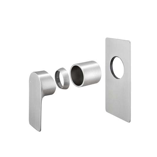 Solid Brass Wall Mixer - Brushed Nickel Silver - VOG