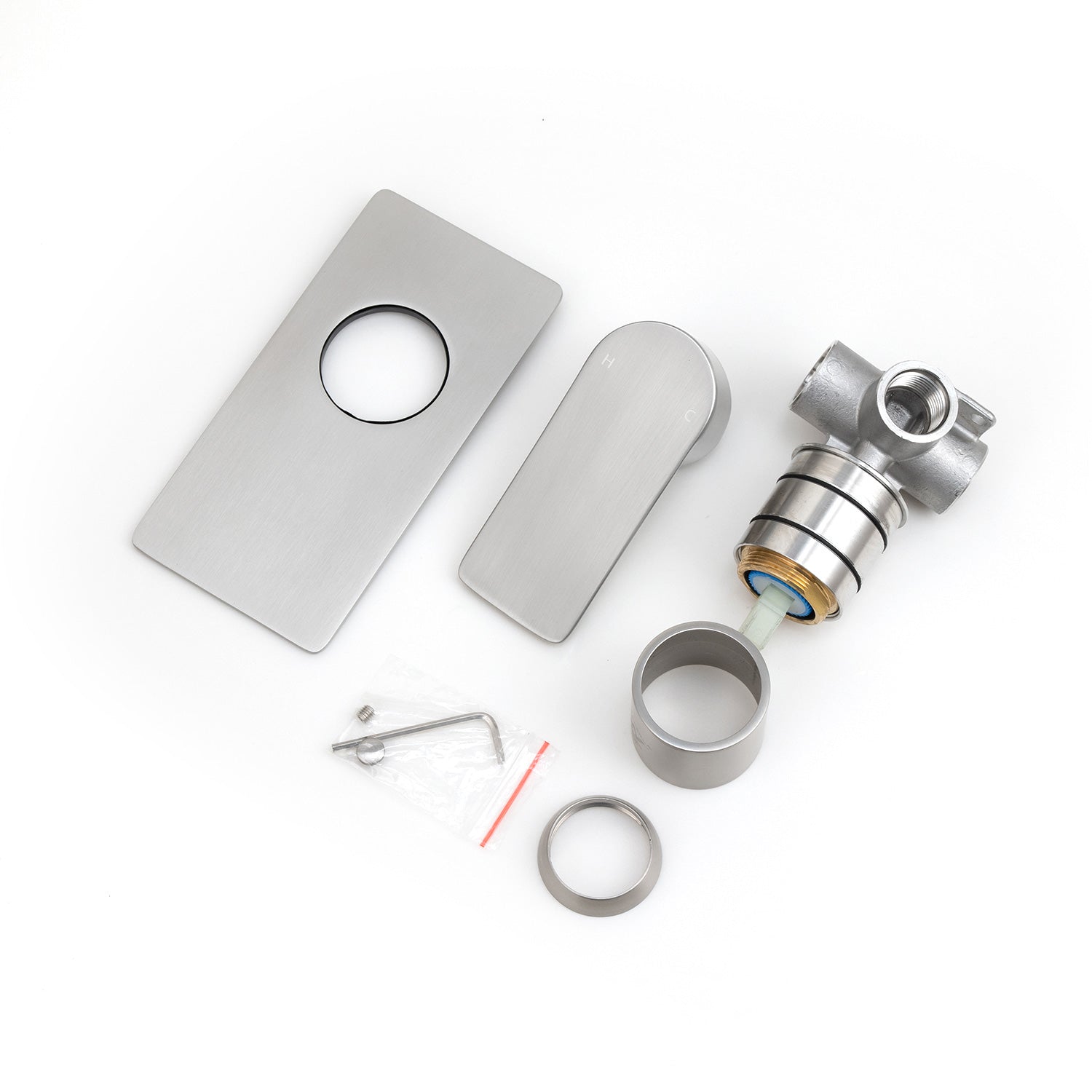 Solid Brass Wall Mixer - Brushed Nickel Silver - VOG