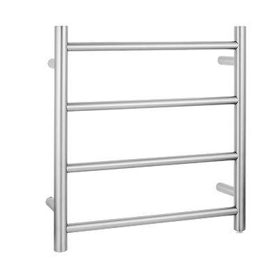 Stainless Steel Heated Towel Rack 4 Bars Round - Brushed Nickel Silver