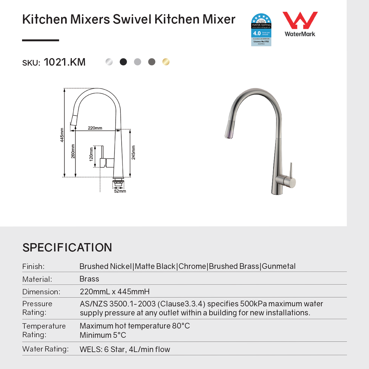 Solid Brass Pull Out Kitchen Mixer - Black