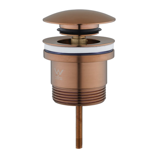 Solid Brass Universal Pop-Up Waste with Overflow - Brushed Copper