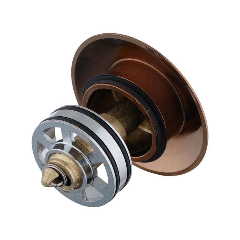 Solid Brass Universal Pop-Up Waste with Overflow - Brushed Copper