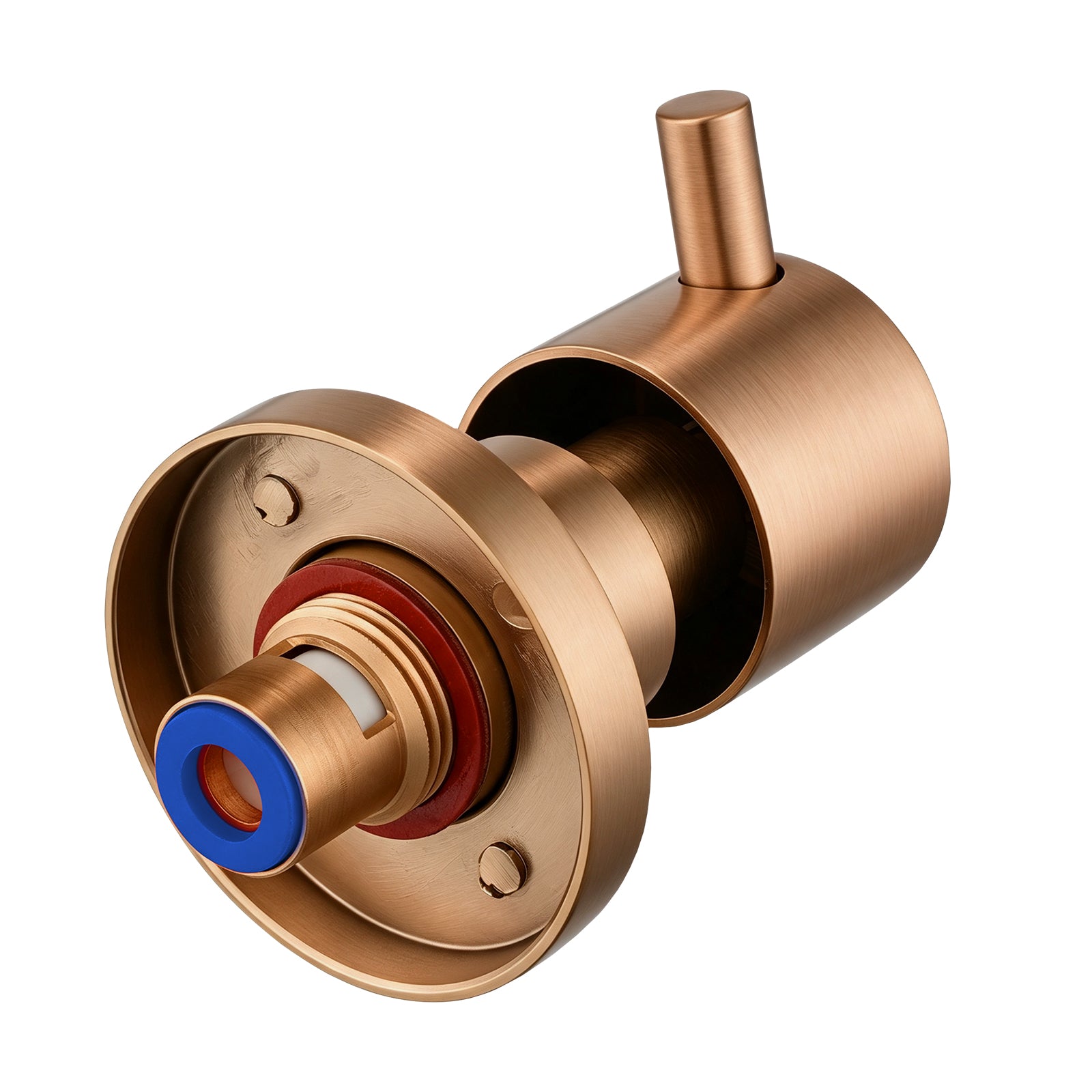 Brass Circle Wall Taps One Pair - Brushed Copper