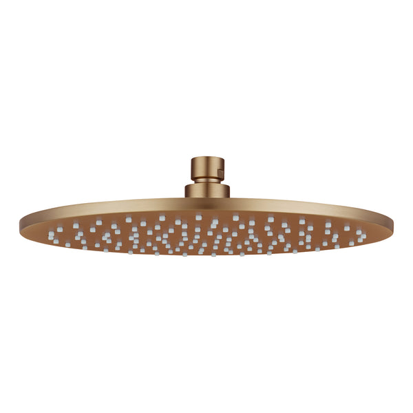 Solid Brass 250mm Shower Head Round - Brushed Copper