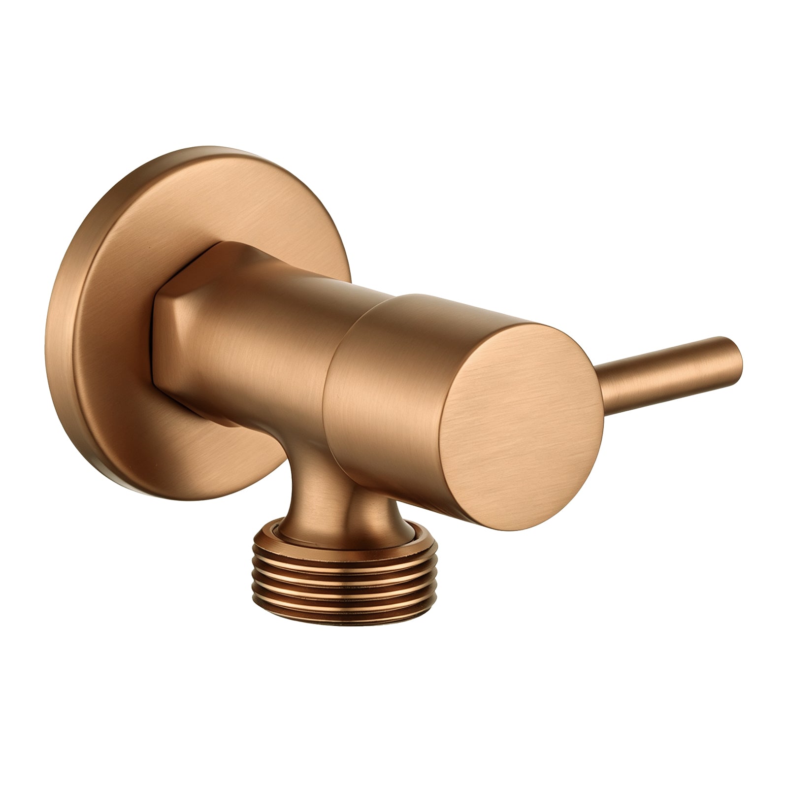 Brass Washing Machine Stop Tap – Round 1/4 Turn – Brushed Copper
