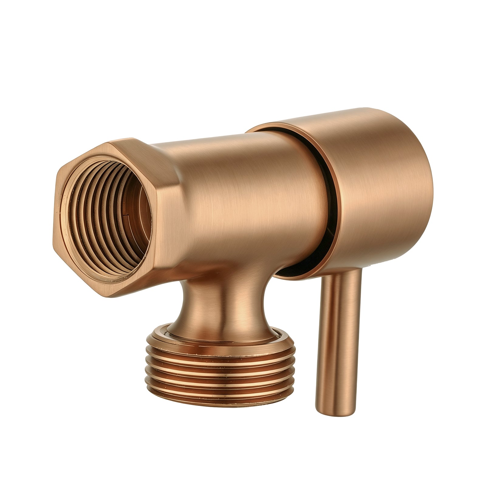 Brass Washing Machine Stop Tap – Round 1/4 Turn – Brushed Copper