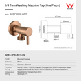 Load image into Gallery viewer, Brass Washing Machine Stop Tap – Round 1/4 Turn – Brushed Copper
