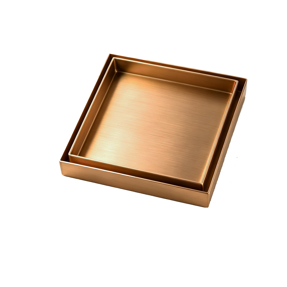 Stainless Steel Tile Insert Drain 120x120mm - Brushed Copper
