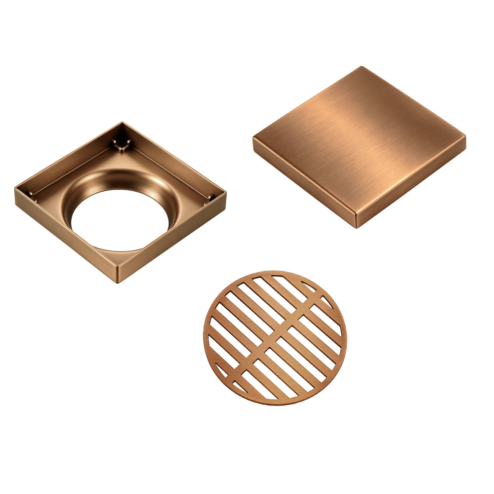 Stainless Steel Tile Insert Drain 120x120mm - Brushed Copper