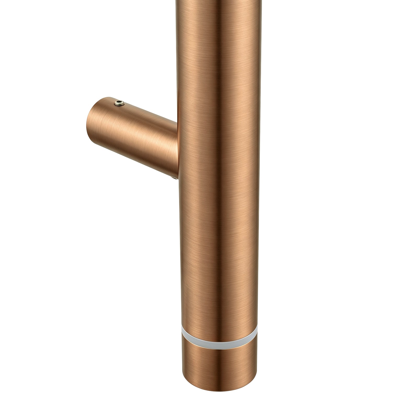Stainless Steel Electric Heated Towel Rack Single Bar Vertical with Timer - Brushed Copper