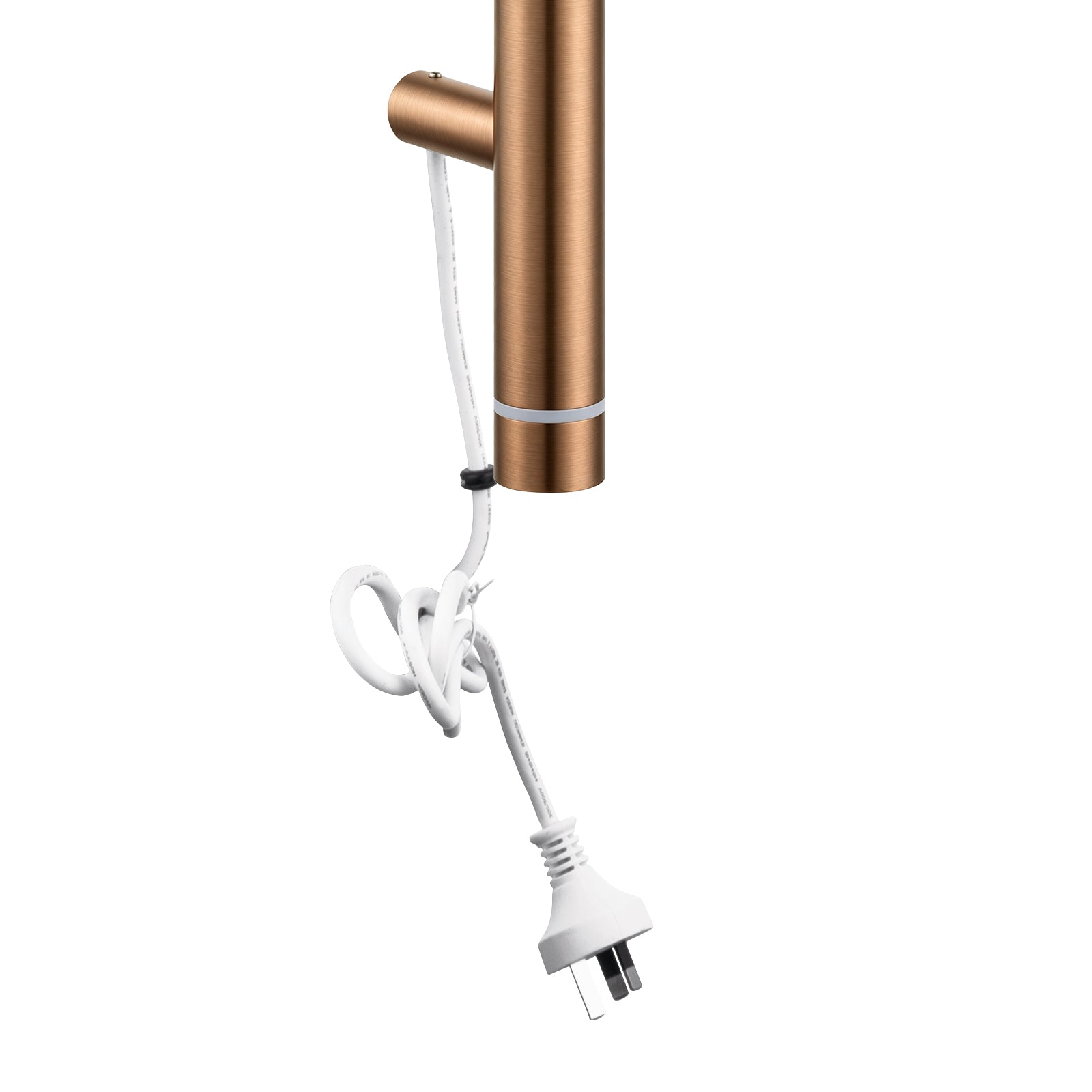 Stainless Steel Electric Heated Towel Rack Single Bar Vertical with Timer - Brushed Copper