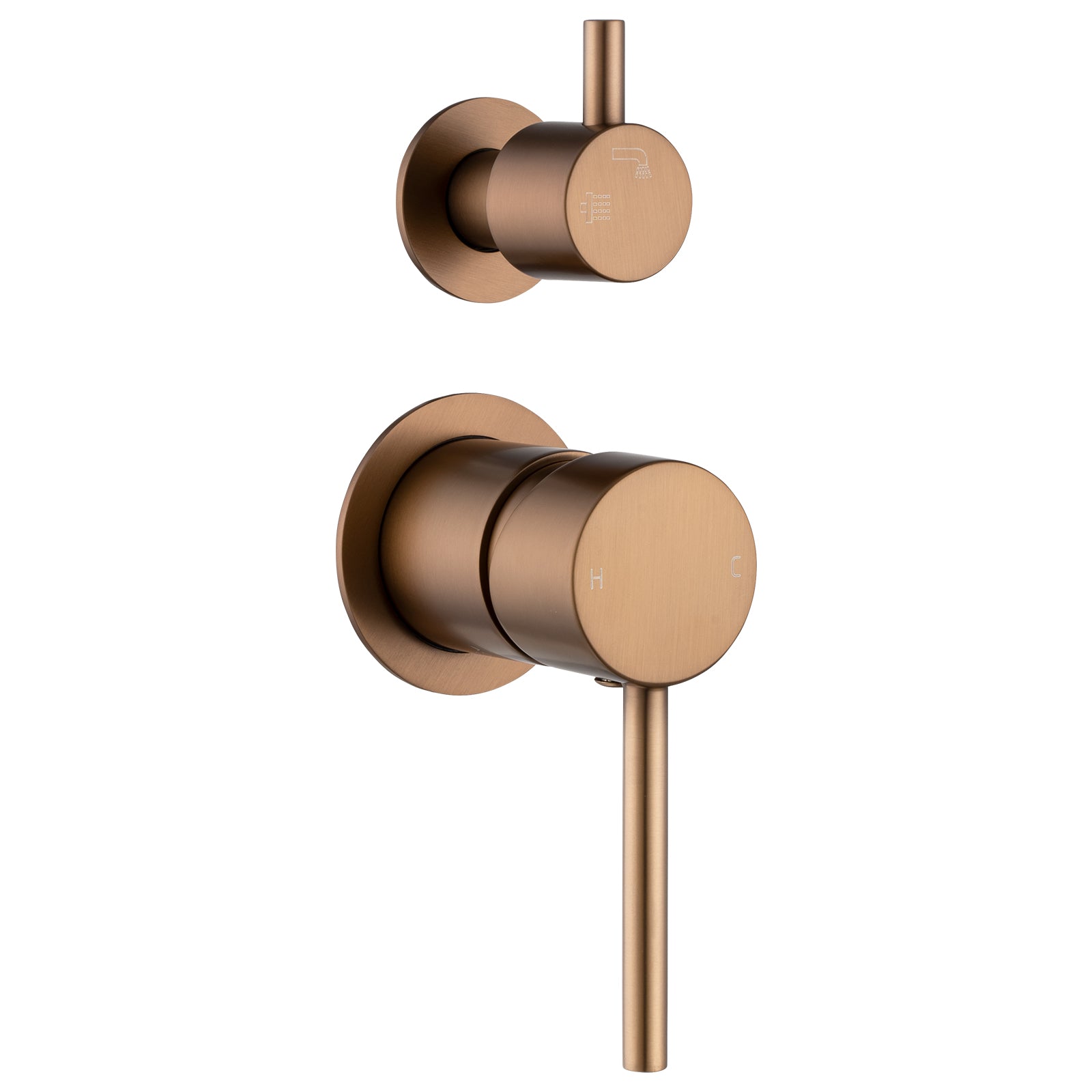 LUCID PIN Wall Diverter Mixer with Separate Cover Plate - Brushed Copper