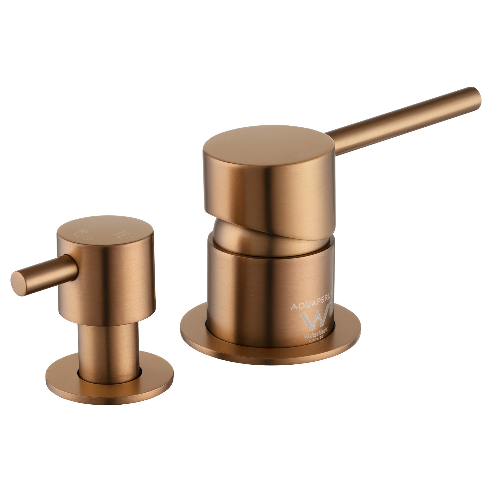 LUCID PIN Wall Diverter Mixer with Separate Cover Plate - Brushed Copper