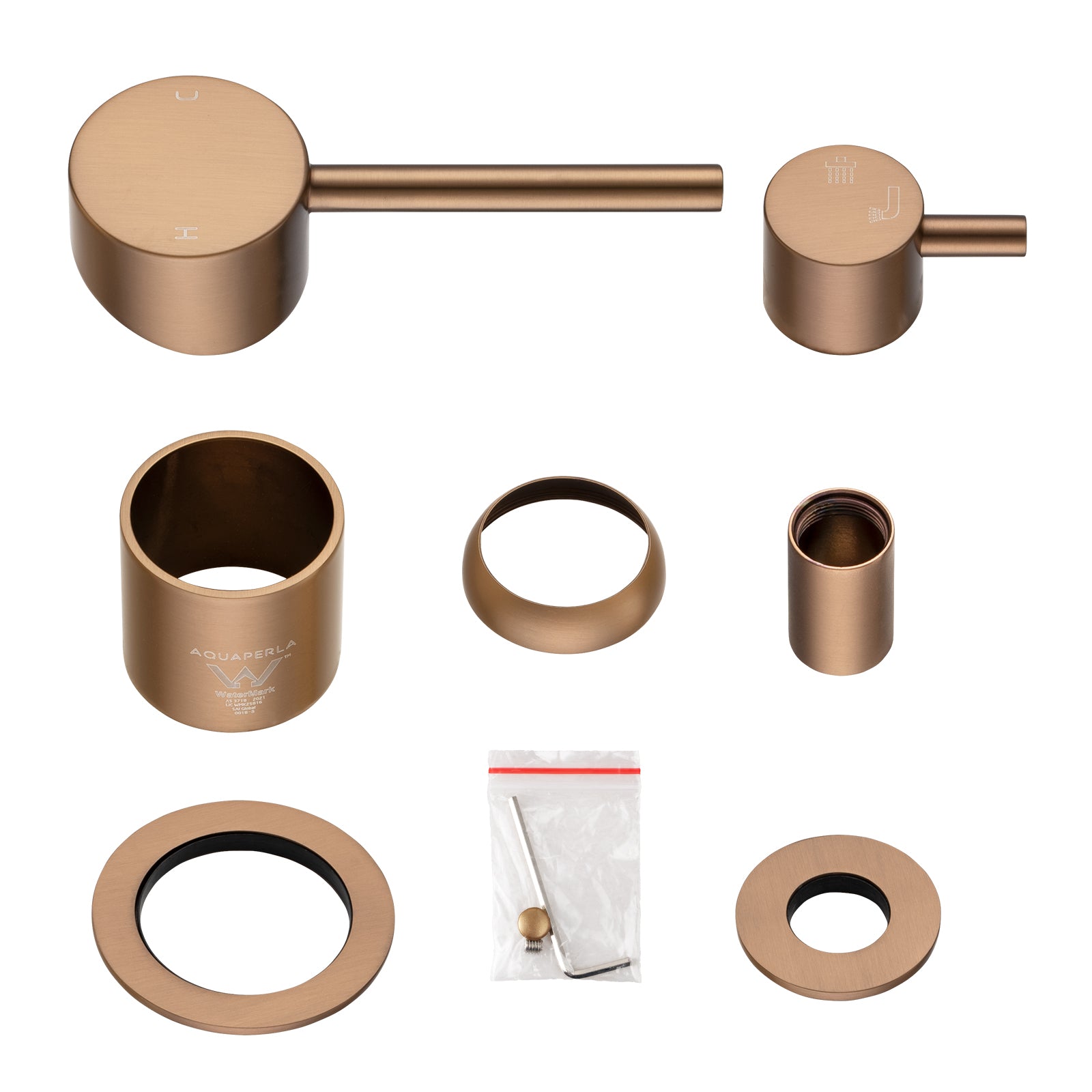 LUCID PIN Wall Diverter Mixer with Separate Cover Plate - Brushed Copper