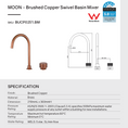 Load image into Gallery viewer, MOON  Solid Brass Swivel Basin Mixer - Brushed Copper
