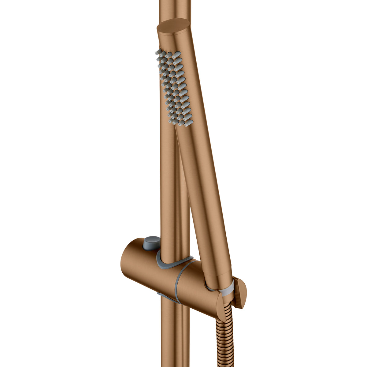 Stainless Steel & Solid Brass Shower Rail with Handheld Shower - Brushed Copper