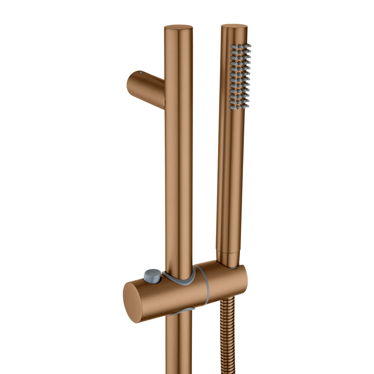 Stainless Steel & Solid Brass Shower Rail with Handheld Shower - Brushed Copper