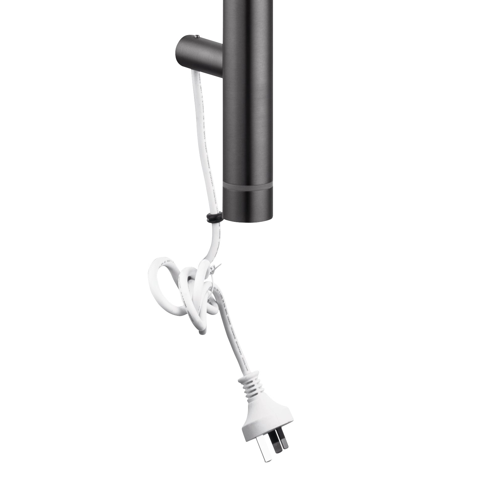Stainless Steel Electric Heated Towel Rack Single Bar Vertical with Timer  - Gunmetal Grey