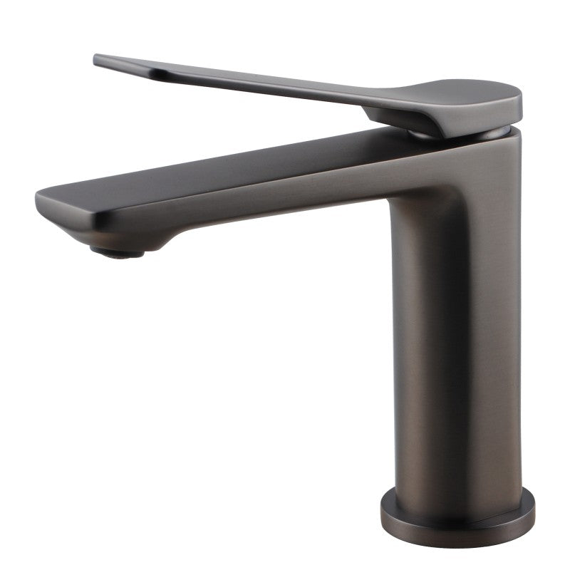 Solid Brass Short Basin Mixer - Brushed Gunmetal Dark Grey - RUSHY