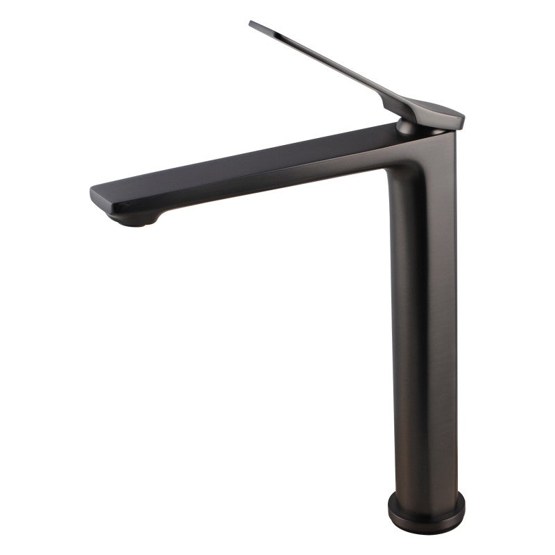 Solid Brass Tall Basin Mixer- Brushed Gunmetal Dark Grey - RUSHY