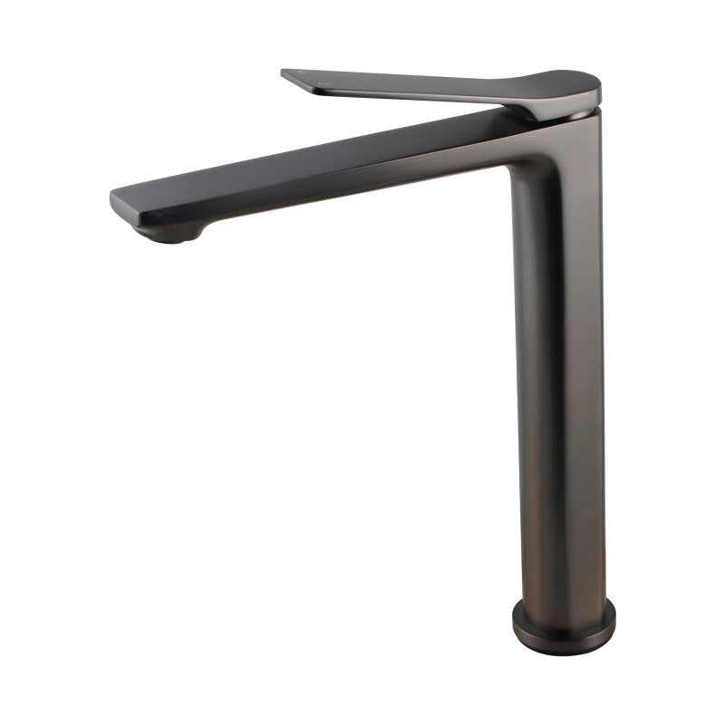 Solid Brass Tall Basin Mixer- Brushed Gunmetal Dark Grey - RUSHY