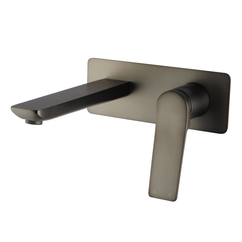 Solid Brass Spout Mixer - Brushed Gunmetal Dark Grey - RUSHY