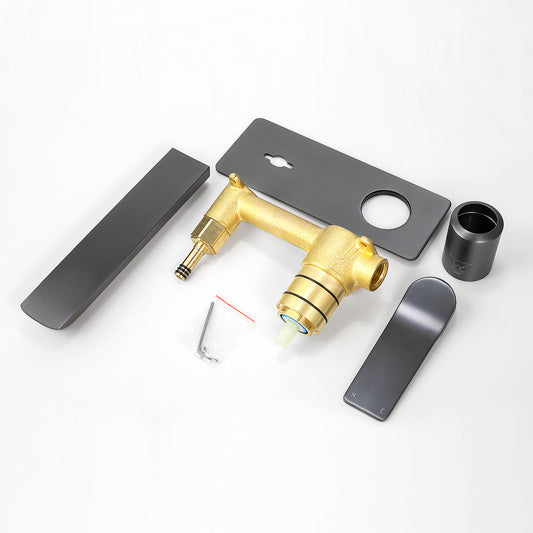 Solid Brass Spout Mixer - Brushed Nickel Silver - RUSHY