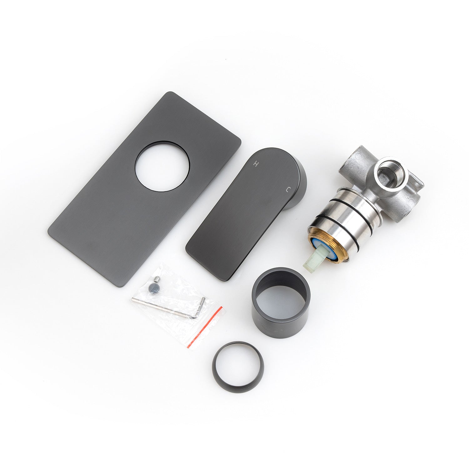 Solid Brass Wall Mixer - Gunmetal Grey - VOG