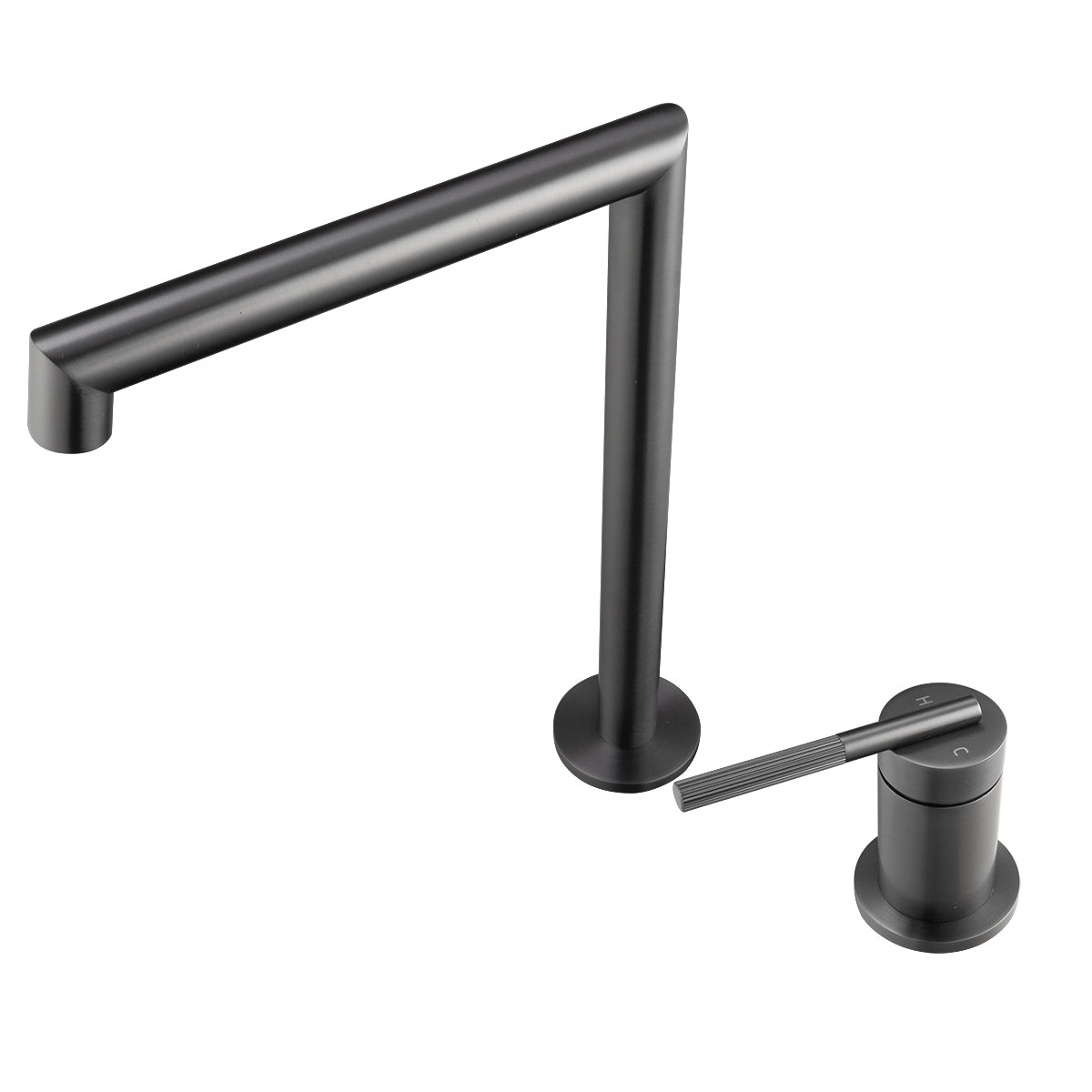 CADDENCE Split Type Basin Mixer - Solid Brass - Gunmetal Grey