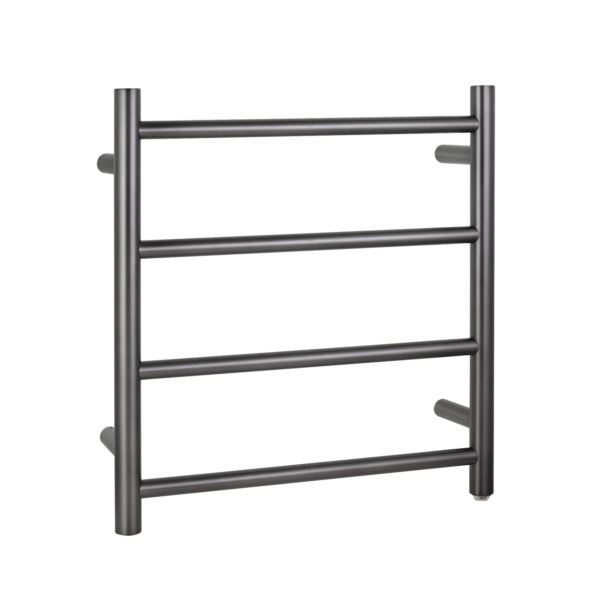 Stainless Steel Heated Towel Rack 4 Bars Round- Brushed Gunmetal Grey