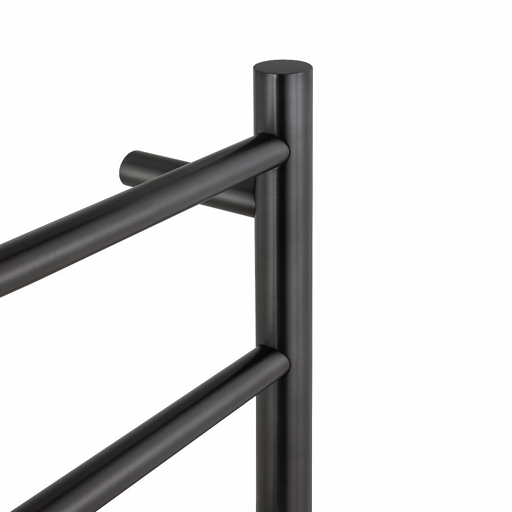 Stainless Steel Heated Towel Rack 6 Bars Round - Brushed Gunmetal Dark Grey
