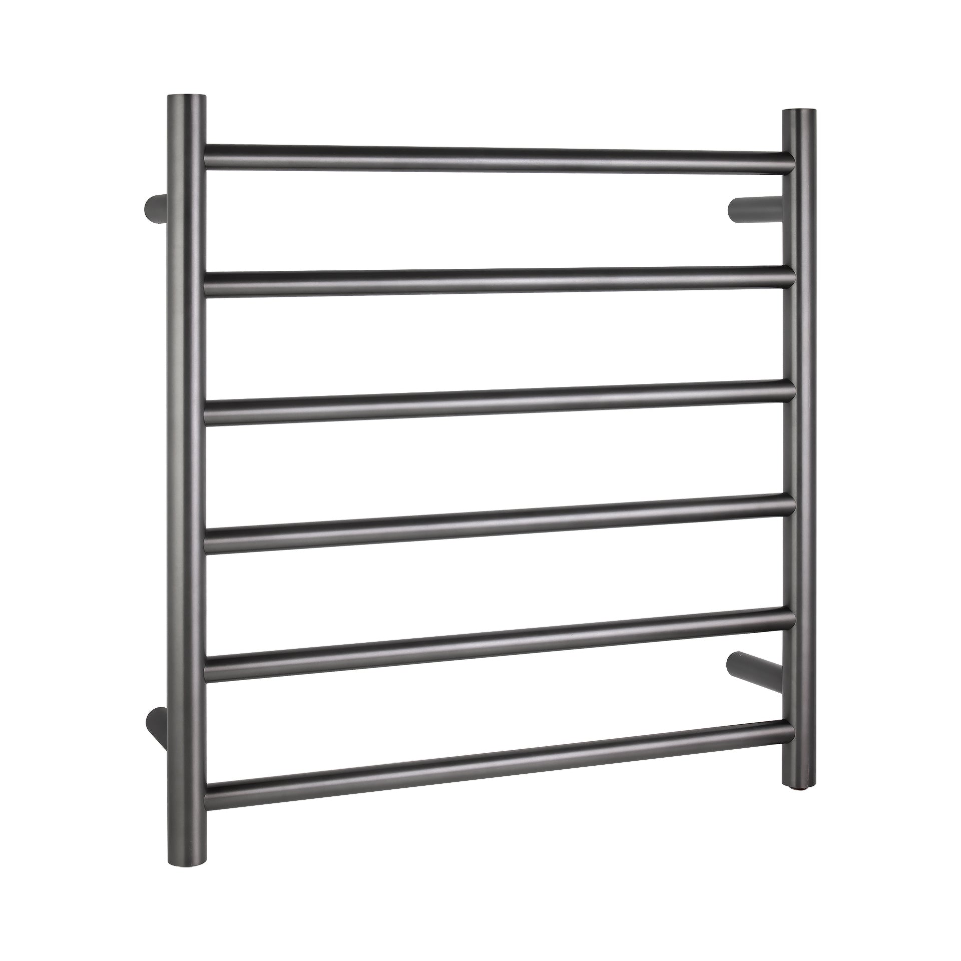 Stainless Steel Heated Towel Rack 6 Bars Round - Brushed Gunmetal Dark Grey