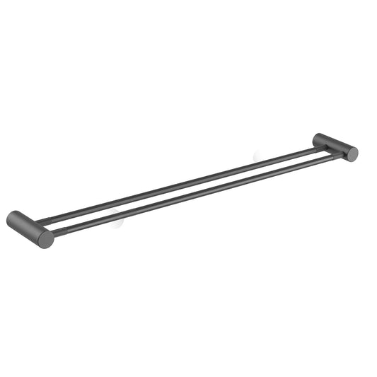 CADDENCE Double Towel Rail 800mm - Brass - Gunmetal Grey