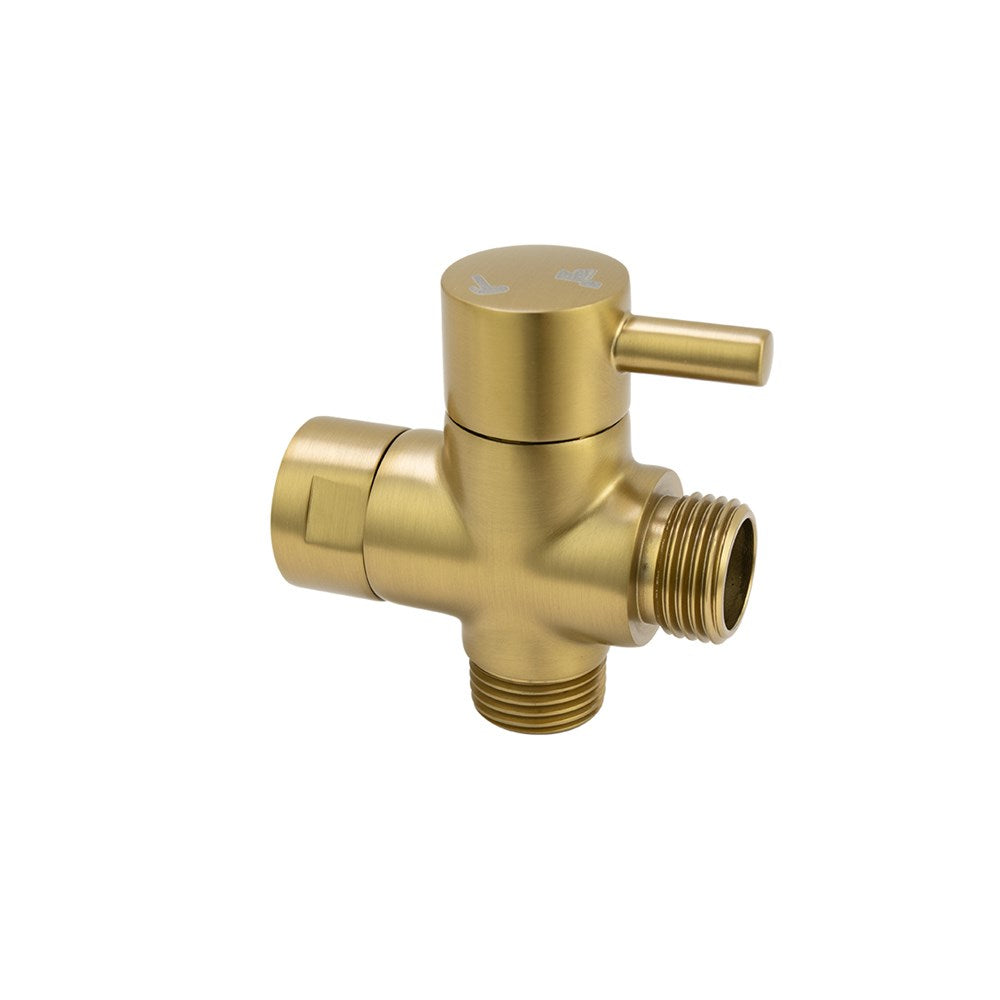 Brass Round Toilet Bidet Spray Diverter - Brushed Brass Gold