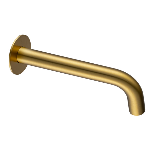 Solid Brass Wall Spout with Flat Back Plate - Brushed Brass | LUCID PIN