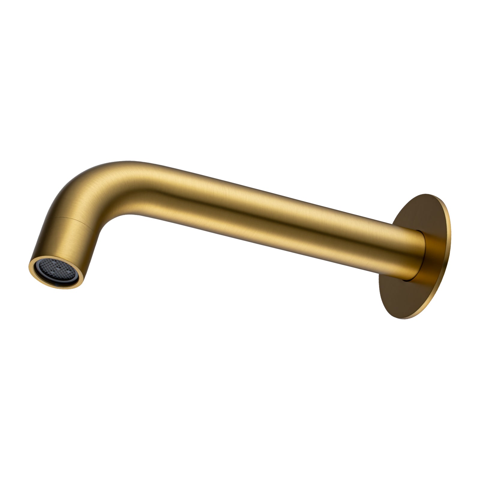 Solid Brass Wall Spout with Flat Back Plate - Brushed Brass | LUCID PIN
